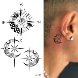 image-Tattoo Stickers English Letters Flowers Butterfly Sketch Lines Waterproof Tattoo