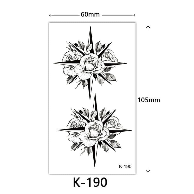 image-Tattoo Stickers English Letters Flowers Butterfly Sketch Lines Waterproof Tattoo