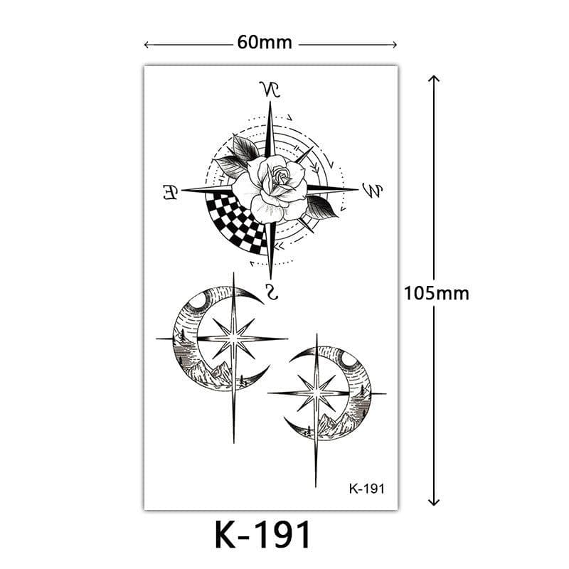 image-Tattoo Stickers English Letters Flowers Butterfly Sketch Lines Waterproof Tattoo