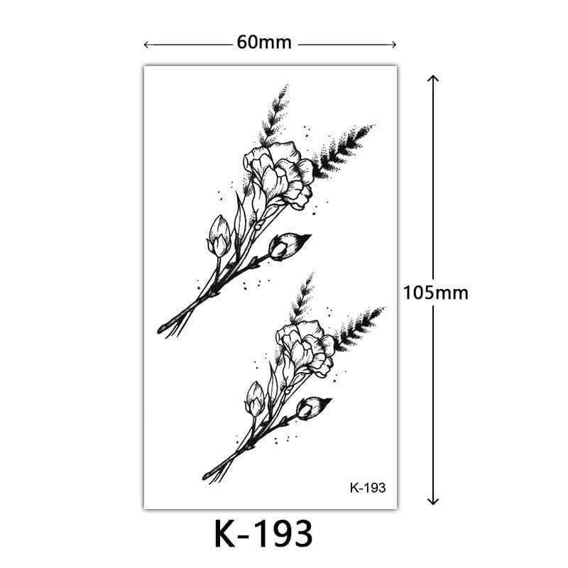 image-Tattoo Stickers English Letters Flowers Butterfly Sketch Lines Waterproof Tattoo