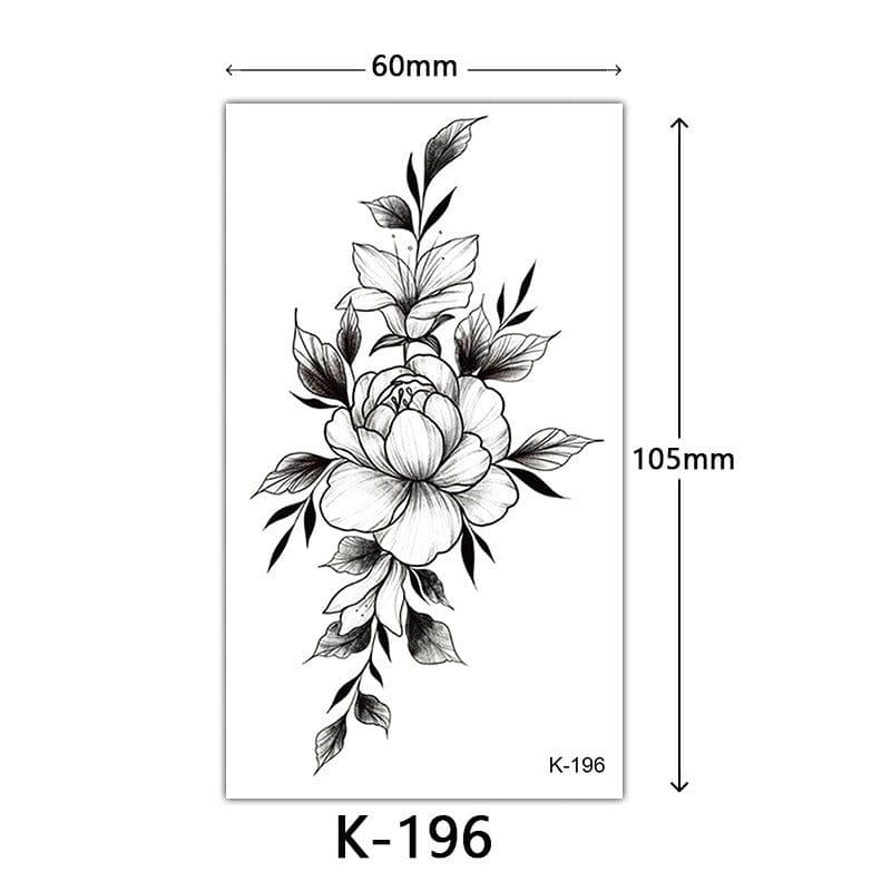 image-Tattoo Stickers English Letters Flowers Butterfly Sketch Lines Waterproof Tattoo