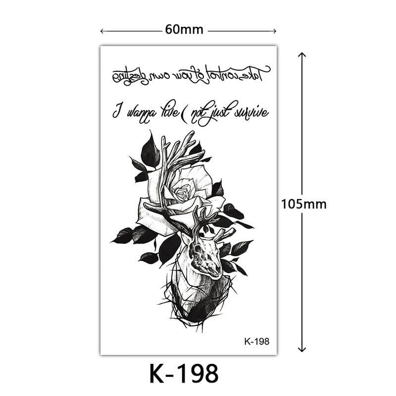 image-Tattoo Stickers English Letters Flowers Butterfly Sketch Lines Waterproof Tattoo