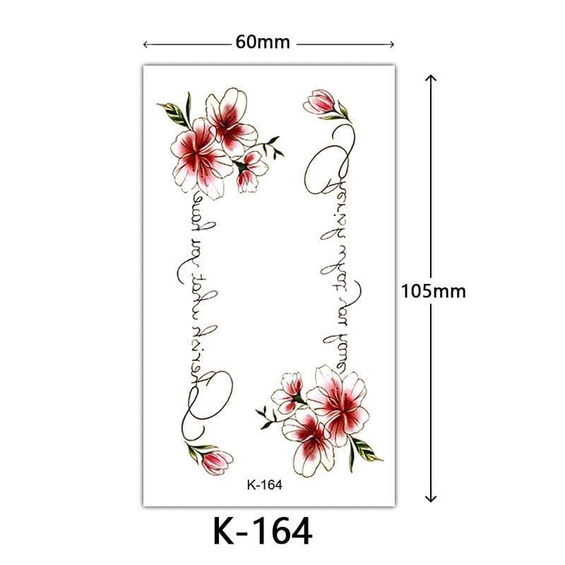 image-Tattoo Stickers English Letters Flowers Butterfly Sketch Lines Waterproof Tattoo
