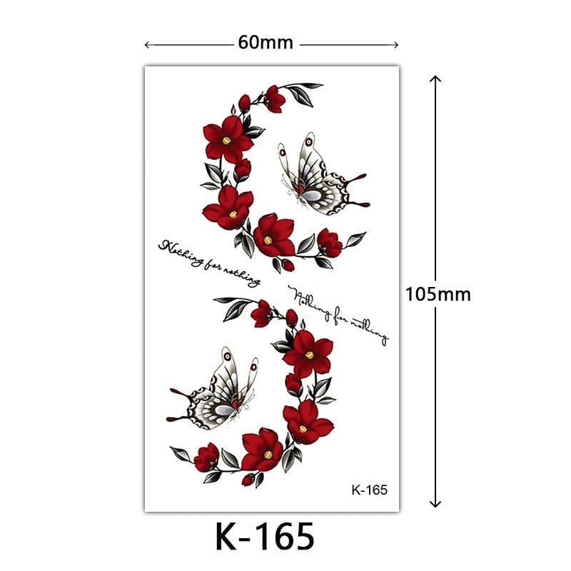 image-Tattoo Stickers English Letters Flowers Butterfly Sketch Lines Waterproof Tattoo