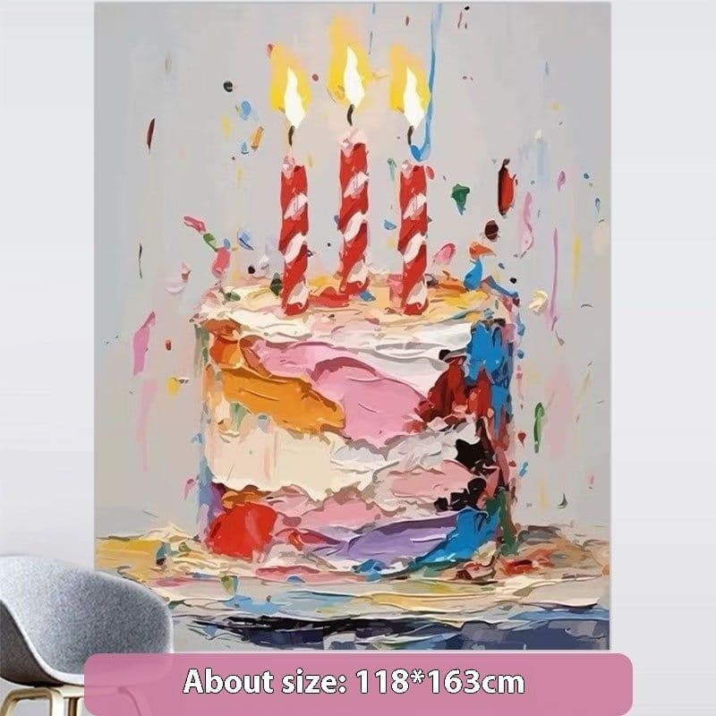 image-Birthday Scene Setting Supplies Birthday Arrangement Decoration Cake Hanging Cloth Banner Photo Props Background Wall