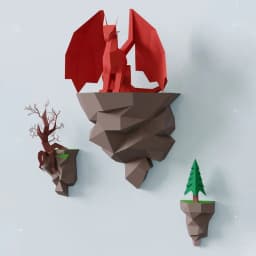 image-Dragon Paper Model Sitting On The Island Home Wall Hanging Wall Decorations