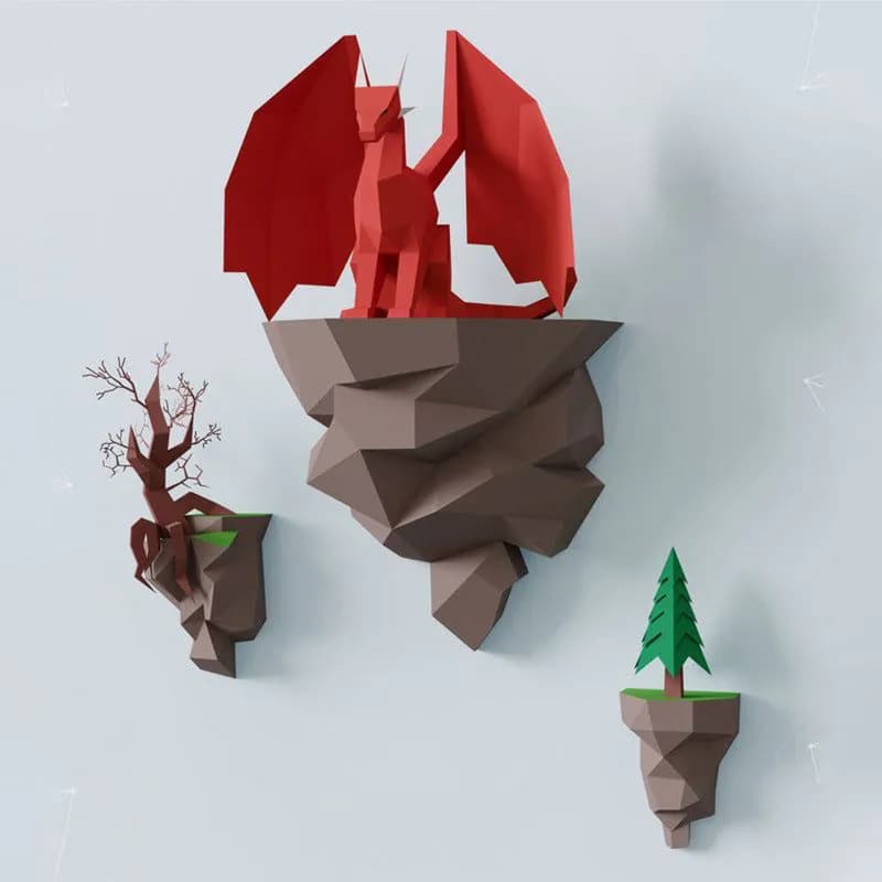 image-Dragon Paper Model Sitting On The Island Home Wall Hanging Wall Decorations
