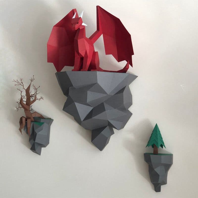 image-Dragon Paper Model Sitting On The Island Home Wall Hanging Wall Decorations