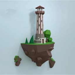 image-46cm Island Lighthouse Paper Model Home Wall Hanging Wall Decorations