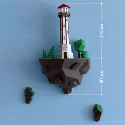 image-46cm Island Lighthouse Paper Model Home Wall Hanging Wall Decorations