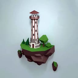 image-46cm Island Lighthouse Paper Model Home Wall Hanging Wall Decorations