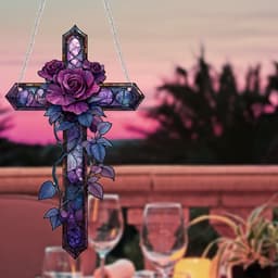 image-Religious Purple Cross Acrylic Bedroom Study Wall Waterproof And Hard-wearing Hanging Piece Pendant Decorations