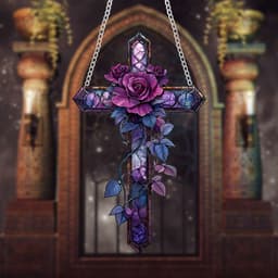 image-Religious Purple Cross Acrylic Bedroom Study Wall Waterproof And Hard-wearing Hanging Piece Pendant Decorations