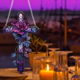image-Religious Purple Cross Acrylic Bedroom Study Wall Waterproof And Hard-wearing Hanging Piece Pendant Decorations
