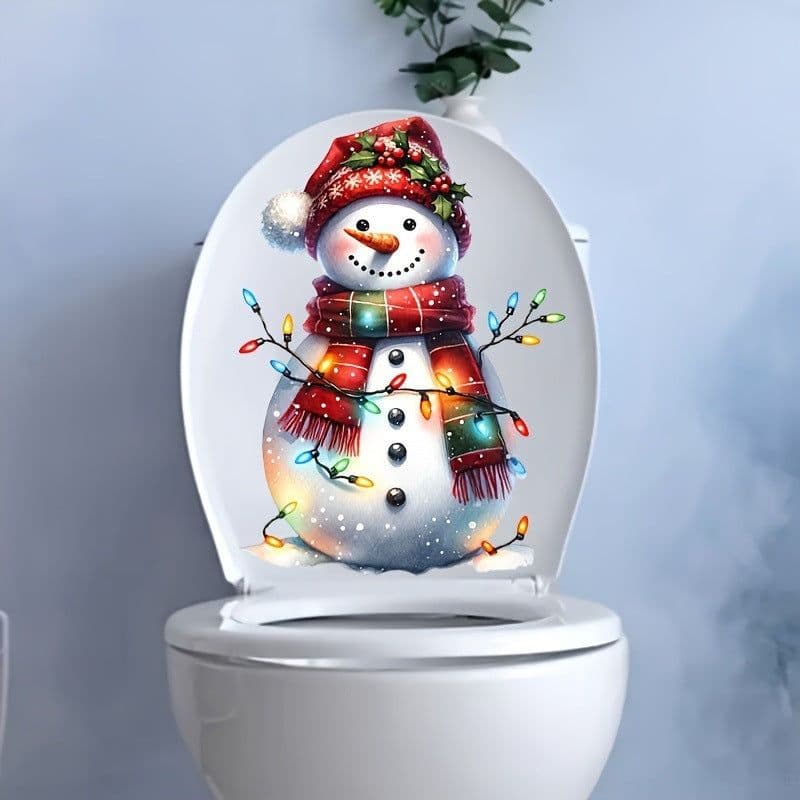 image-Snowman Christmas Light Bathroom Waterproof Stickers