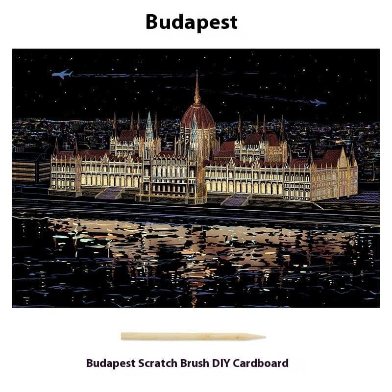 image-City Night Scene Colorful Diy Scraping Living Room Decorative Painting