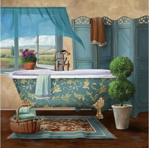 image-Modern Retro Bathroom Canvas Painting Mural Poster Wall