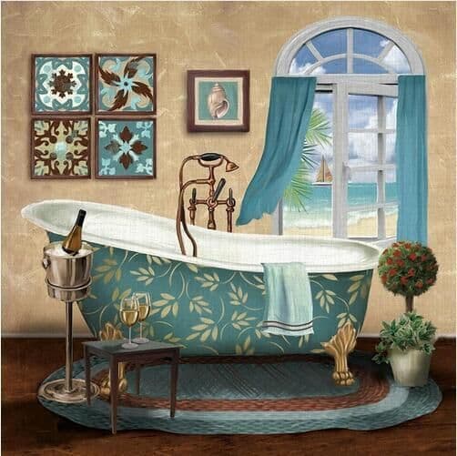 image-Modern Retro Bathroom Canvas Painting Mural Poster Wall