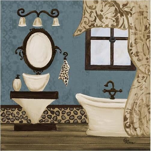 image-Modern Retro Bathroom Canvas Painting Mural Poster Wall