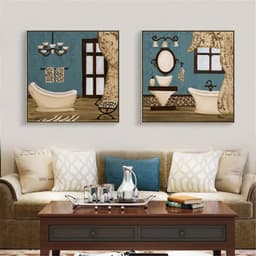image-Modern Retro Bathroom Canvas Painting Mural Poster Wall