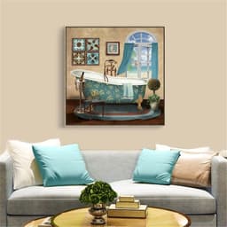 image-Modern Retro Bathroom Canvas Painting Mural Poster Wall