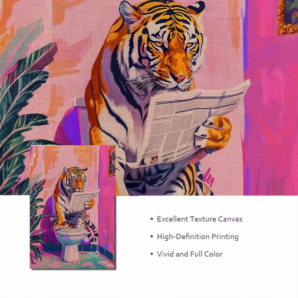 image-Funny Jungle Animal Tiger In Bathroom Toilet Poster