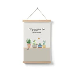 image-Simple Home Cartoon Green Plant Solid Wood Fabrics Hanging Picture