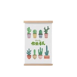 image-Simple Home Cartoon Green Plant Solid Wood Fabrics Hanging Picture