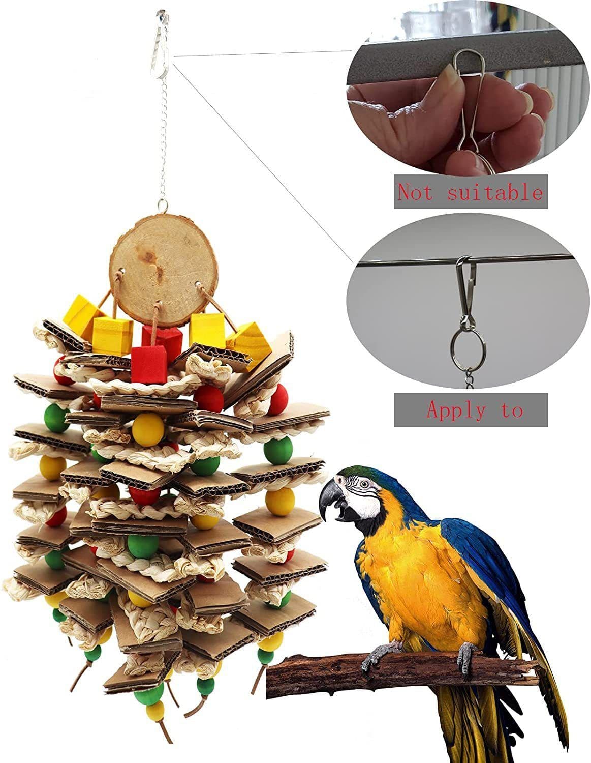 image-Parrot Logs Gnawing On Corn Husks And Skewers