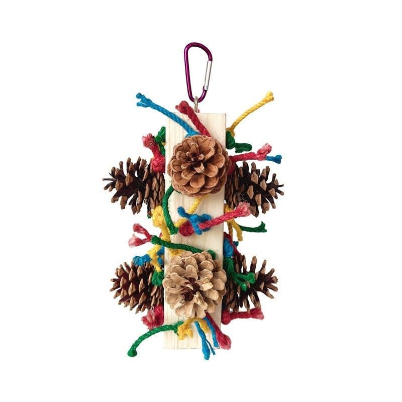 image-Solid Wood Parrot Toy Bird Stand Tearing Damage Relieving Stuffy Bite Wooden Square