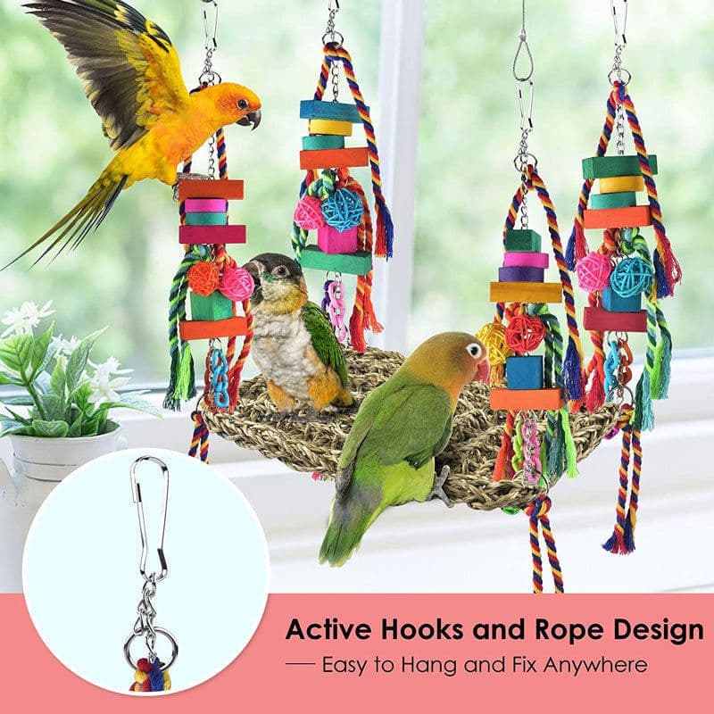 image-Parrot Toys Climbing Net Hammock Medium And Large Toy Bird Cage