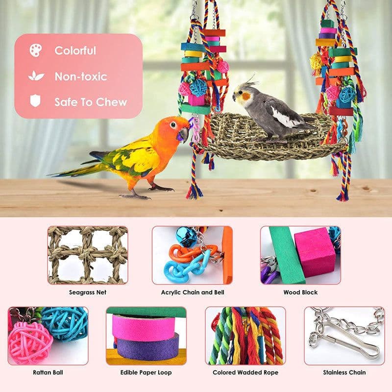 image-Parrot Toys Climbing Net Hammock Medium And Large Toy Bird Cage