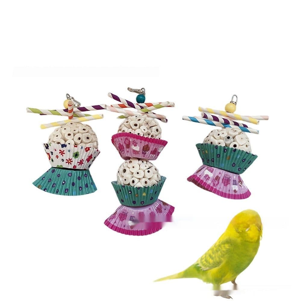 image-Parrot Toy Bird Edible Soft Ball Shredding Toy Relieving Boredom Chewing Bite Toy