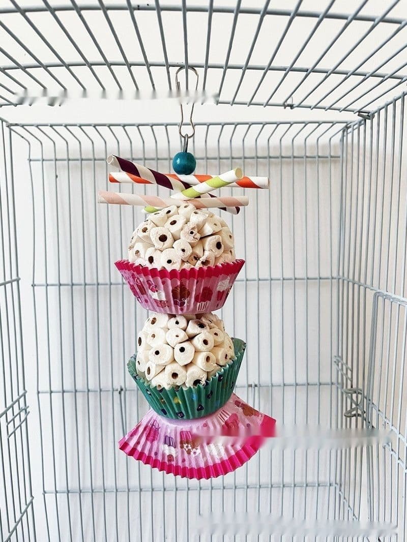 image-Parrot Toy Bird Edible Soft Ball Shredding Toy Relieving Boredom Chewing Bite Toy