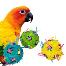 image-Natural Bamboo Woven Toy Ball Feeding Foraging Toy