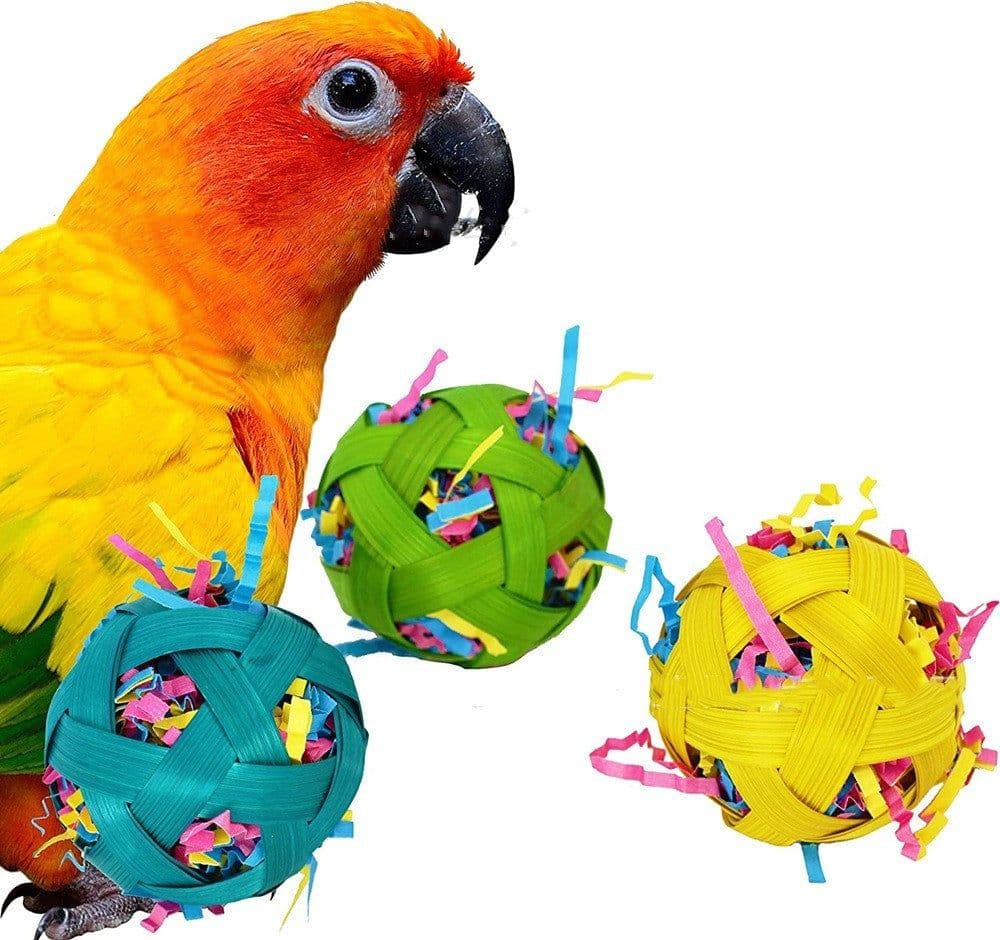 image-Natural Bamboo Woven Toy Ball Feeding Foraging Toy