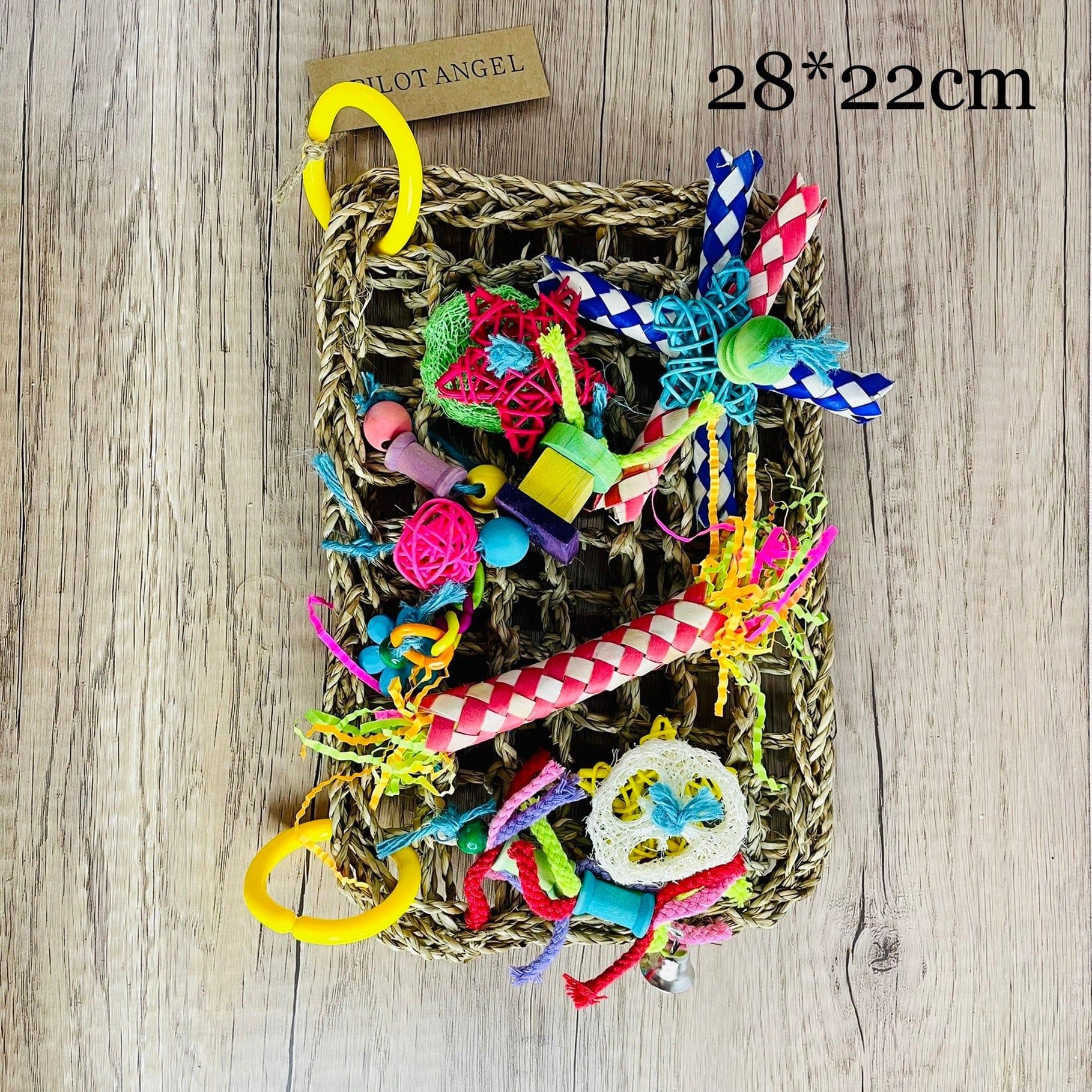 image-Parrot Toy Woodskin Hand-woven Boredom Cage Supplies