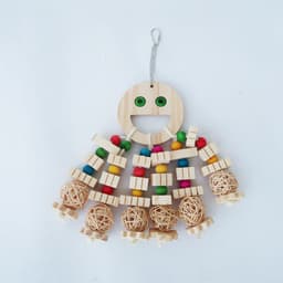 image-Parrot Toy Bird Supplies Cartoon Wooded Bite Big String Slotted Building Blocks Molar Embedded Beads Treasure Hunting Toys