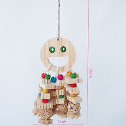 image-Parrot Toy Bird Supplies Cartoon Wooded Bite Big String Slotted Building Blocks Molar Embedded Beads Treasure Hunting Toys