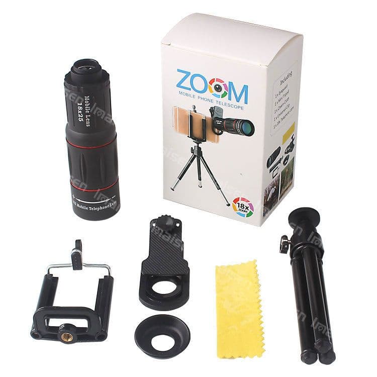 image-Compatible with Apple, 18X Telescope Zoom Mobile Phone Lens for iPhone Samsung Smartphones universal clip Telefon Camera Lens with tripod