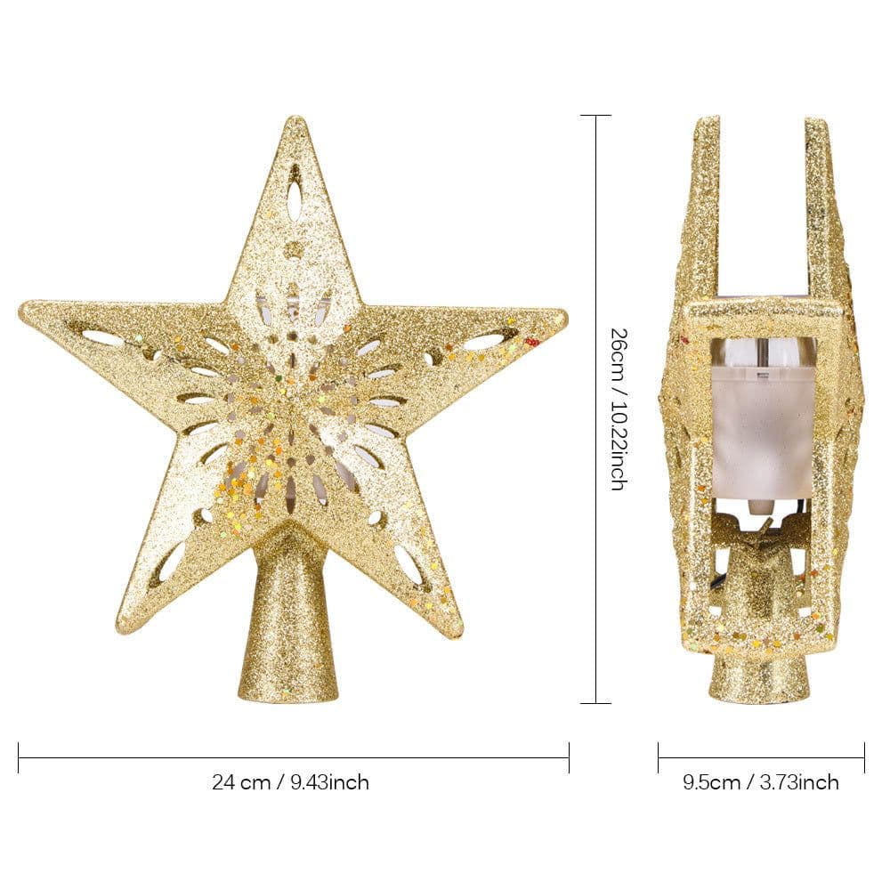 image-Christmas Tree Top Light Star Snowflake Shape LED Laser Projector Lights Christmas Tree Ornament