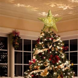 image-Christmas Tree Top Light Star Snowflake Shape LED Laser Projector Lights Christmas Tree Ornament
