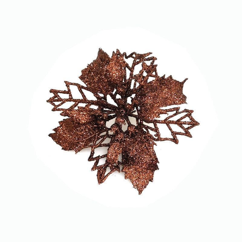 image-Glitter Artifical Christmas Flowers Christmas Tree Decorations For Home Fake Flowers Xmas Ornaments New Year Decor