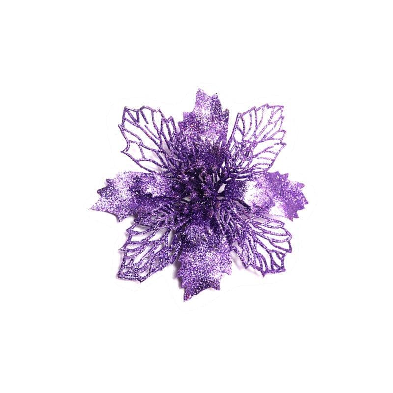 image-Glitter Artifical Christmas Flowers Christmas Tree Decorations For Home Fake Flowers Xmas Ornaments New Year Decor
