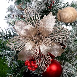 image-Glitter Artifical Christmas Flowers Christmas Tree Decorations For Home Fake Flowers Xmas Ornaments New Year Decor