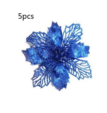 image-Glitter Artifical Christmas Flowers Christmas Tree Decorations For Home Fake Flowers Xmas Ornaments New Year Decor