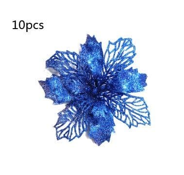 image-Glitter Artifical Christmas Flowers Christmas Tree Decorations For Home Fake Flowers Xmas Ornaments New Year Decor