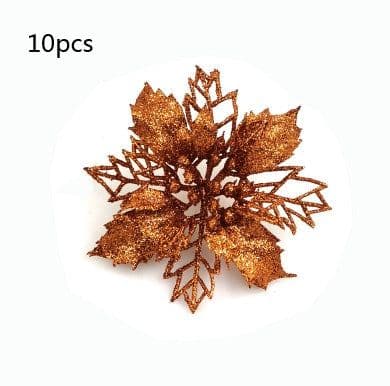 image-Glitter Artifical Christmas Flowers Christmas Tree Decorations For Home Fake Flowers Xmas Ornaments New Year Decor