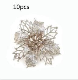 image-Glitter Artifical Christmas Flowers Christmas Tree Decorations For Home Fake Flowers Xmas Ornaments New Year Decor
