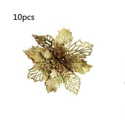 image-Glitter Artifical Christmas Flowers Christmas Tree Decorations For Home Fake Flowers Xmas Ornaments New Year Decor